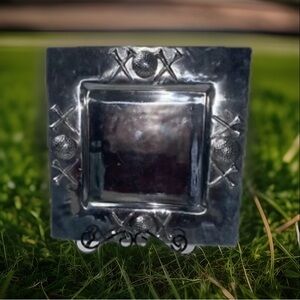 Simply Pewter Golf Polished Aluminum 12"X 12" Square Serving Platter Tees/Ball